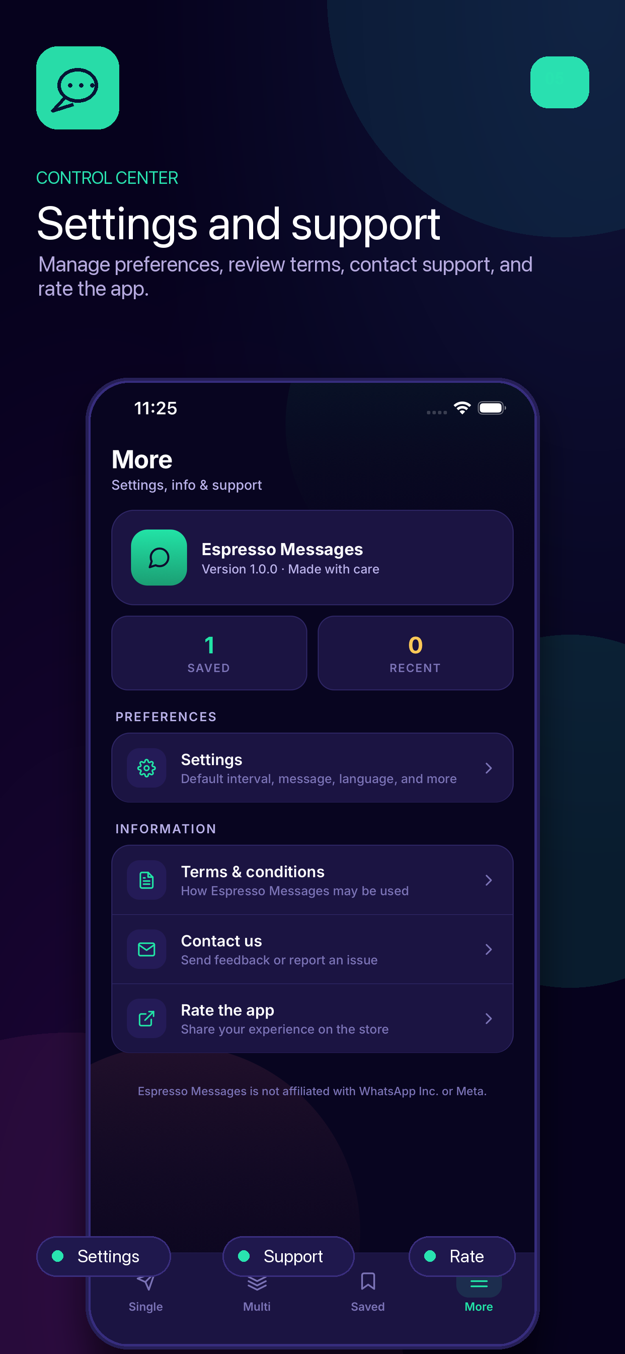 Espresso app – one tap to open any WhatsApp conversation from a phone number